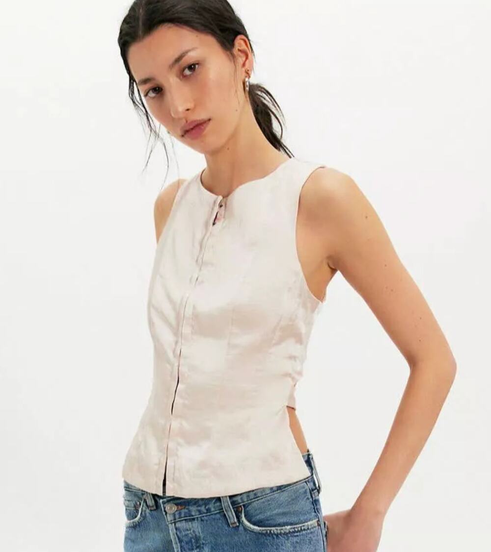 Free People Odessa Top | Silver Peony | Size M